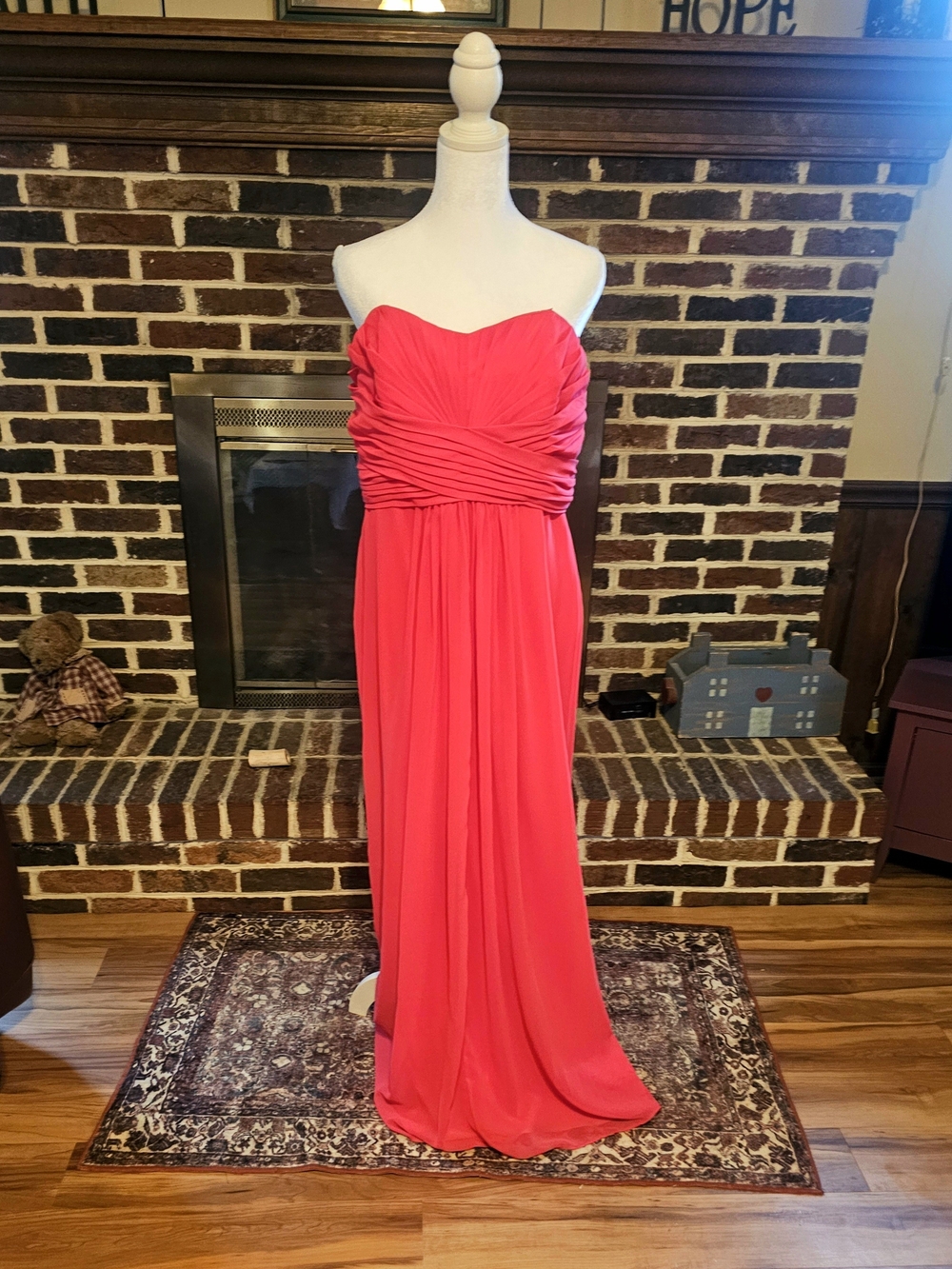 Vintage Y2K Strapless Ruched Coral Pink Evening Gown
